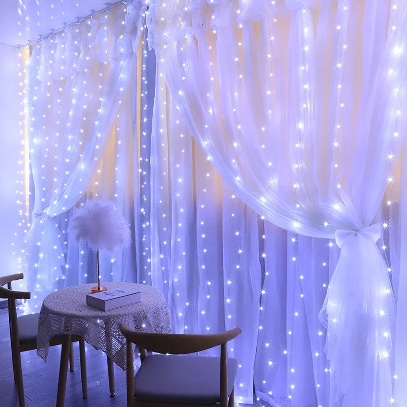 LED Гірлянда-Штора для Різдвяного Декору (8 Режимів)